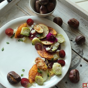 Root vegetables with apples